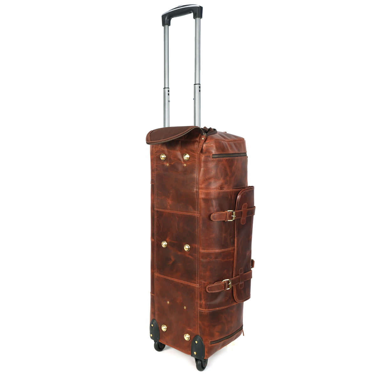 Leather Duffel Bag with Wheels