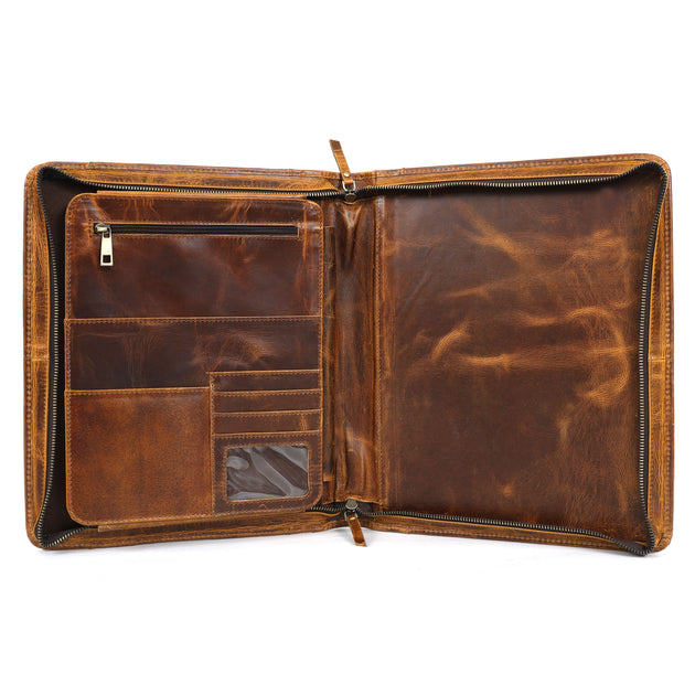 Leather Zippered Padfolio | Corporate Leather Gifts – Levinson