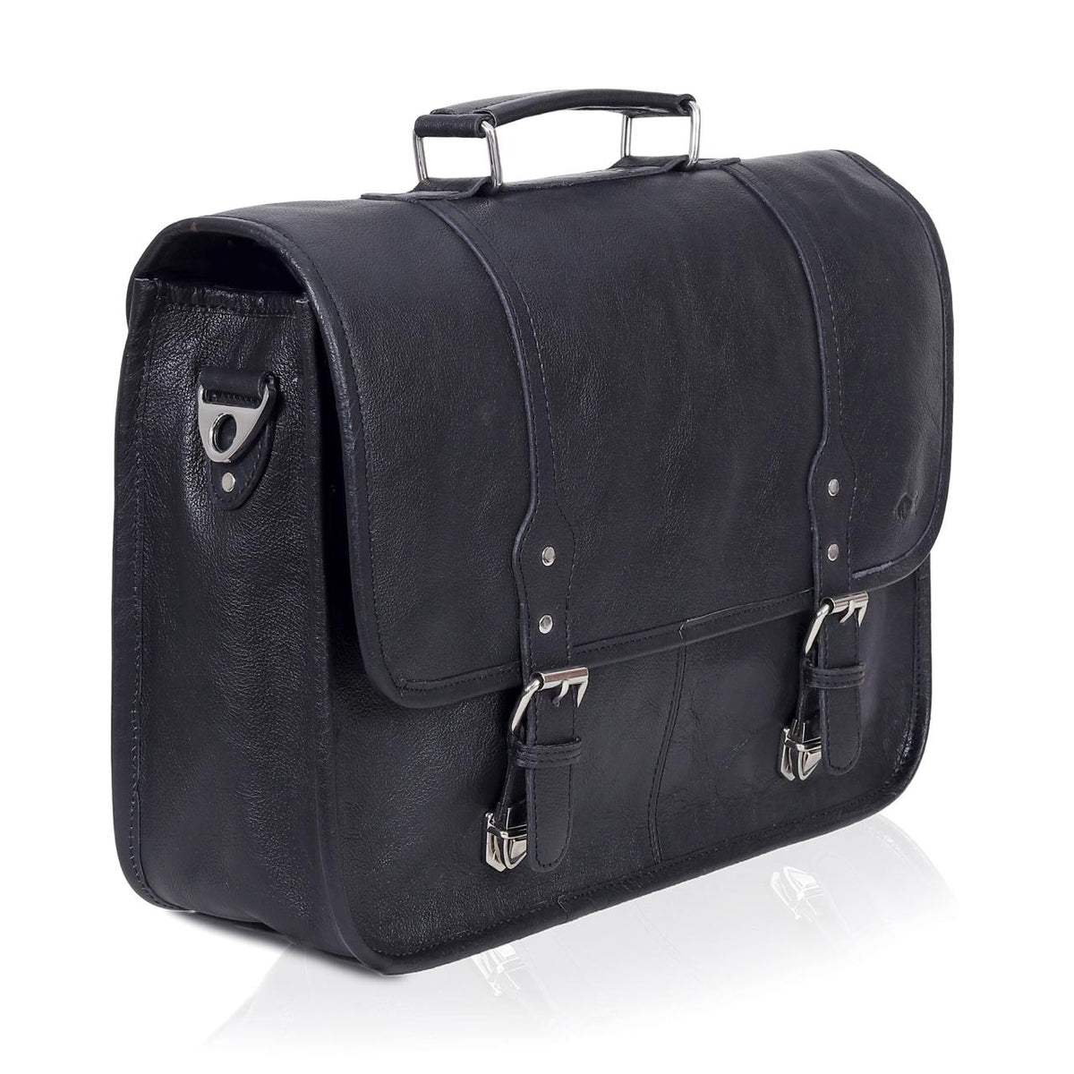 Landon Black Leather Messenger Bag for Men | Levinson Leather