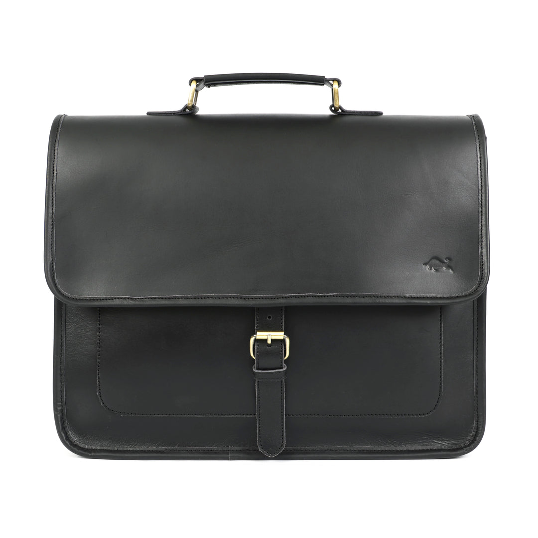 Midnight Black Leather Messenger Bag – Levinson Leather Goods