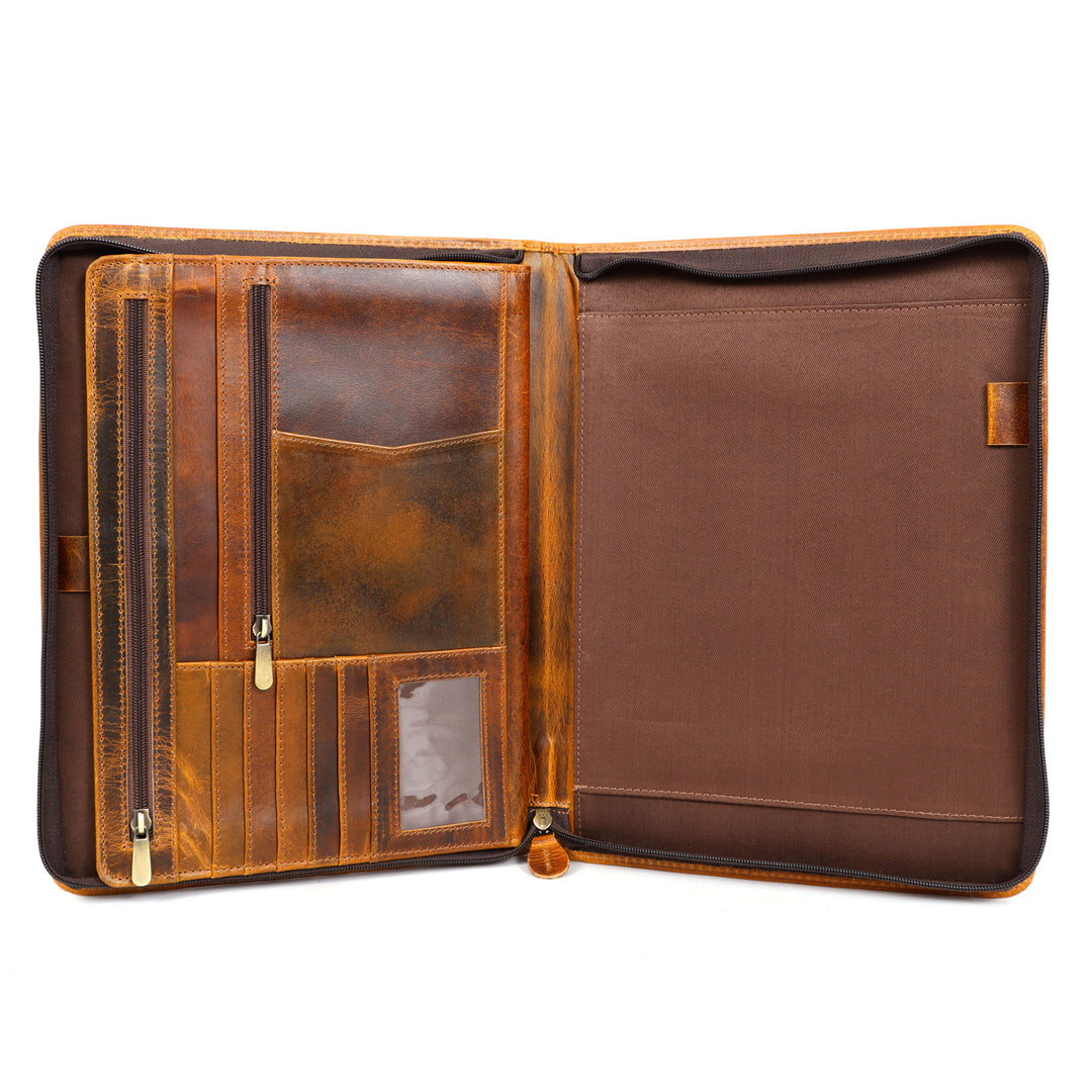 Leather Zippered Padfolio | Buffalo Leather Padfolio – Levinson