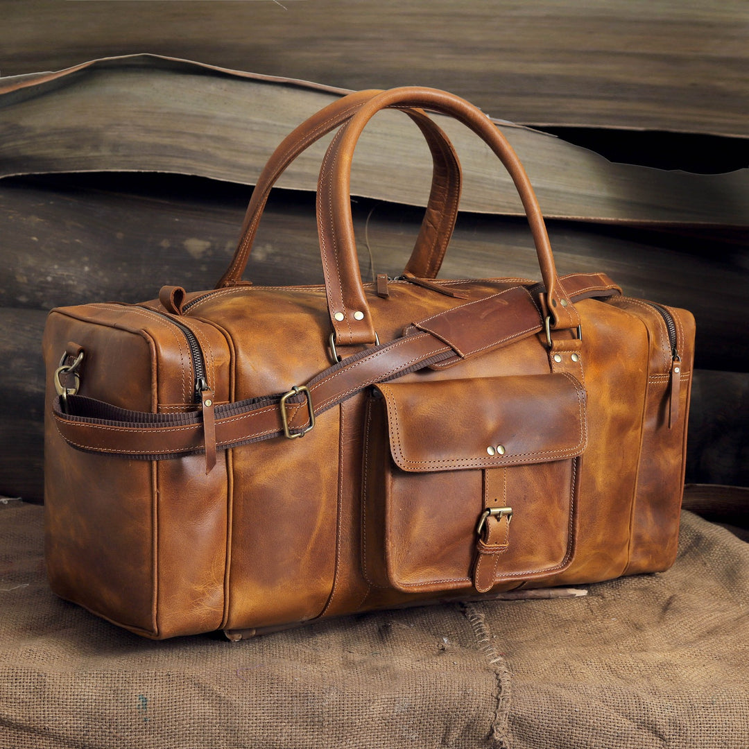 Buffalo Jackson Duffle Bag Leather Mens Leather Duffel Bag For