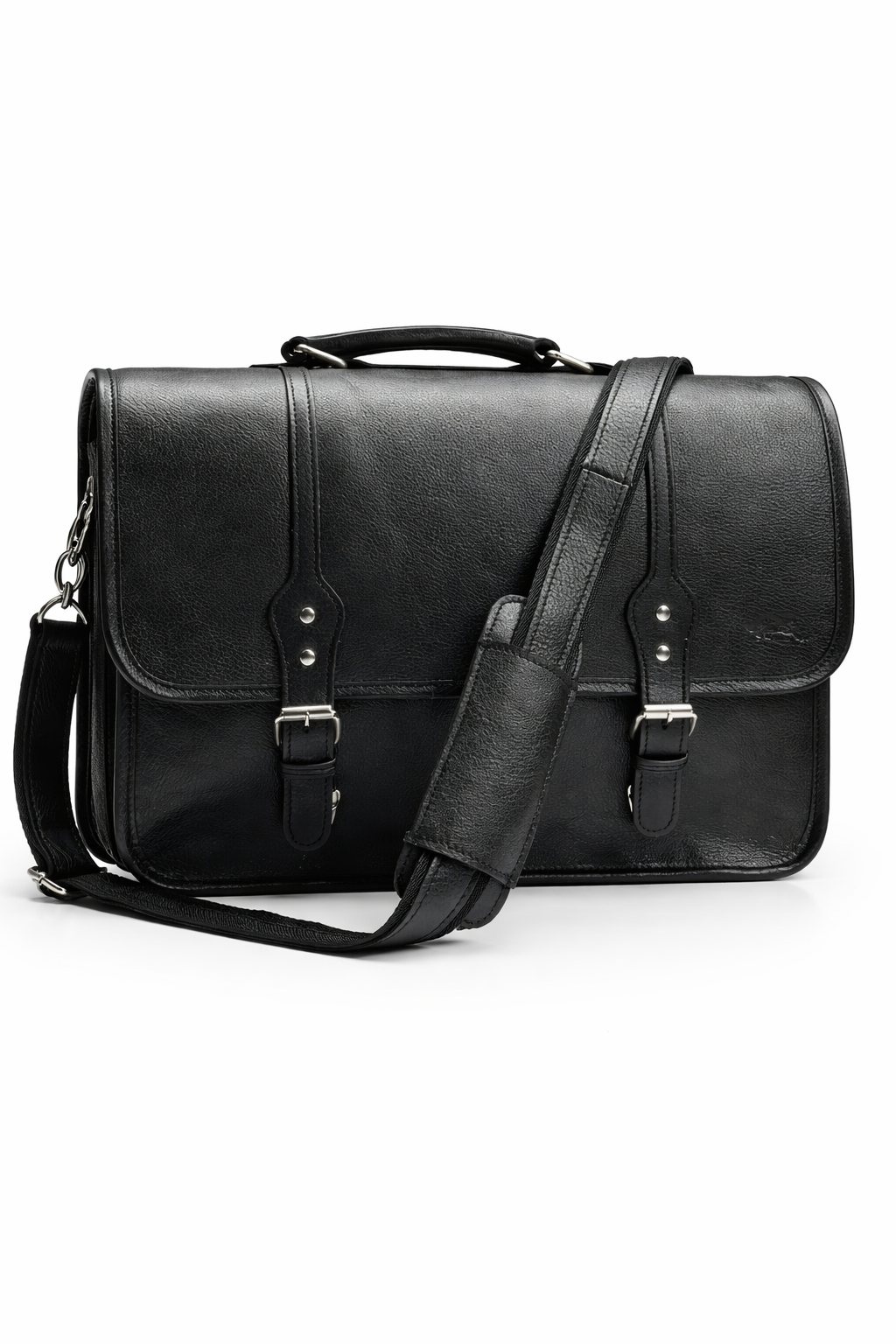 Landon Black Leather Messenger Bag for Men | Levinson Leather