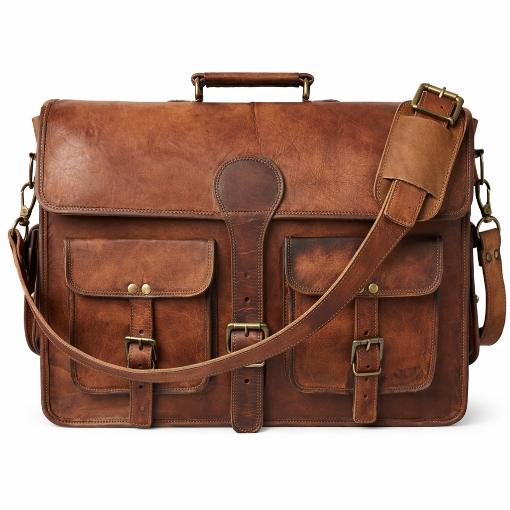 ナチュラルレザー　briefcase Canfield Briefcase - Black Pebbled Leather