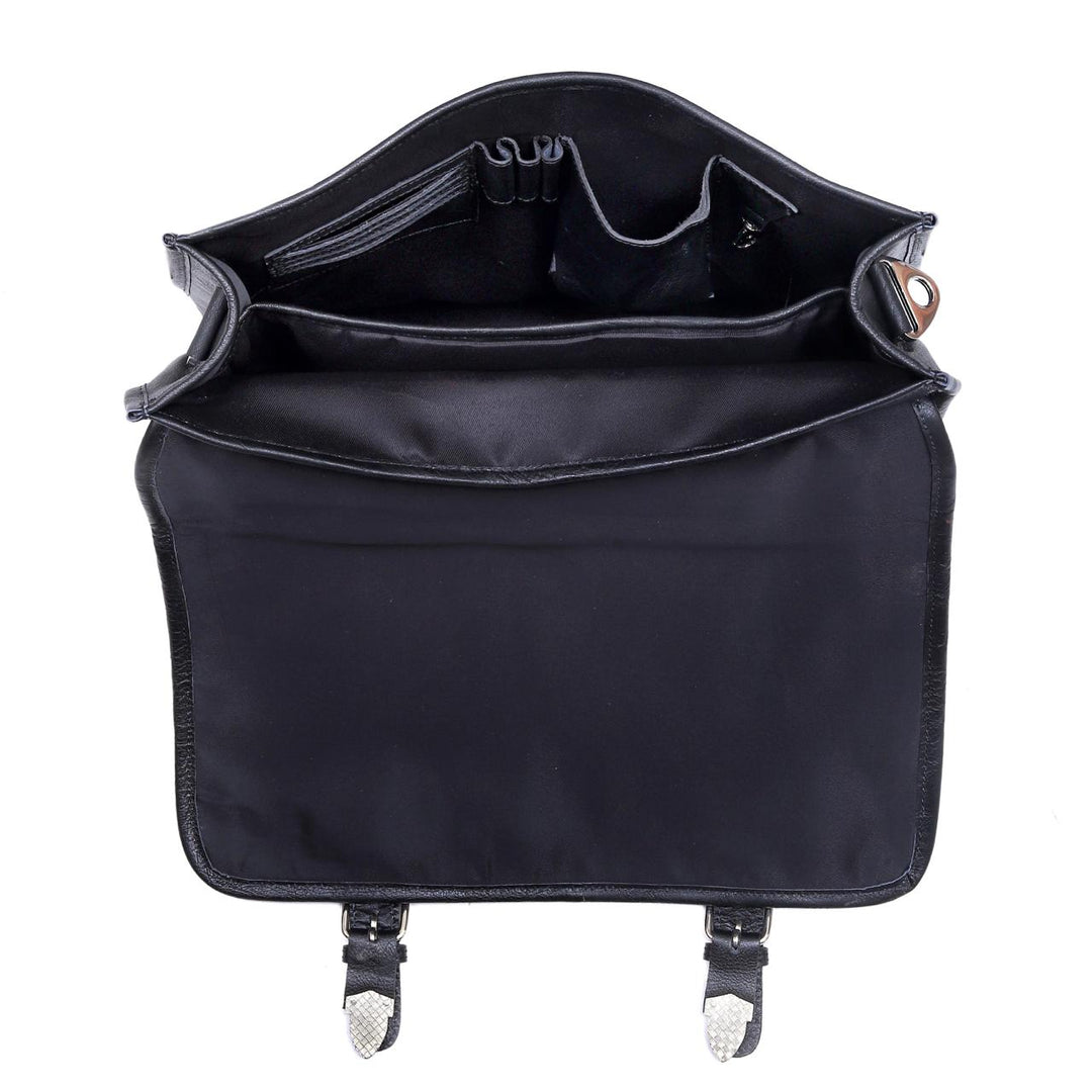 Landon Black Leather Messenger Bag for Men | Levinson  display picture 1