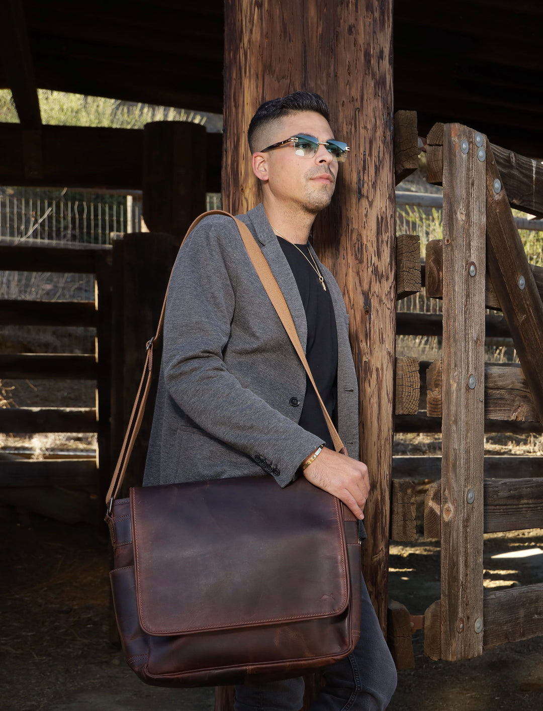 Leather Messenger Bag for a laptop | Buffalo Leather Messenger Bag