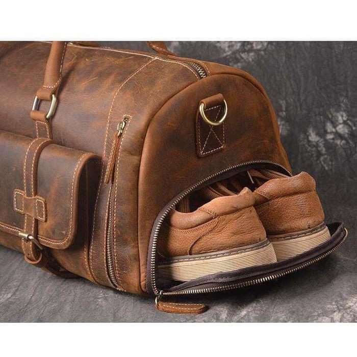 cheap leather duffle backpack bags Leather Duffel Bag for Men 20" |