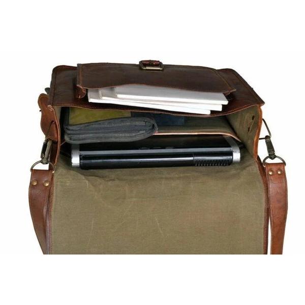 Personalized Leather Messenger Bag Men's Leather Briefcase Crossbody L –  LISABAG